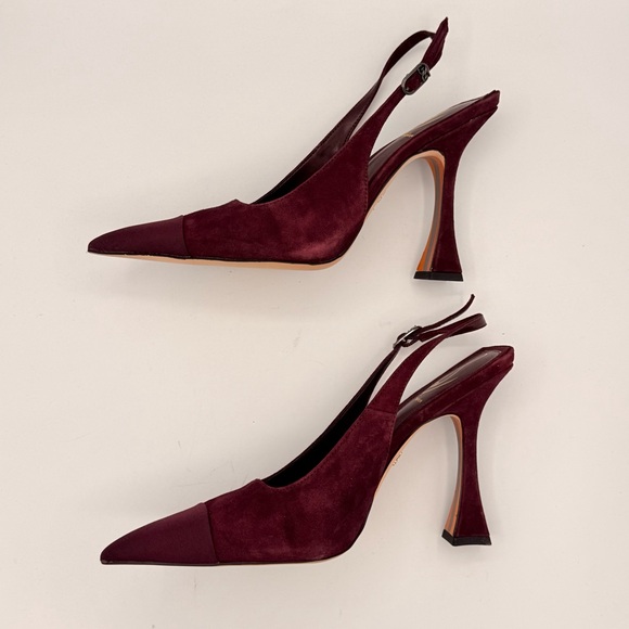 Sam Edelman ODETTE CAP TOE SLINGBACK PUMP in Parisian Plum Suede | LIKE NEW - Picture 11 of 12